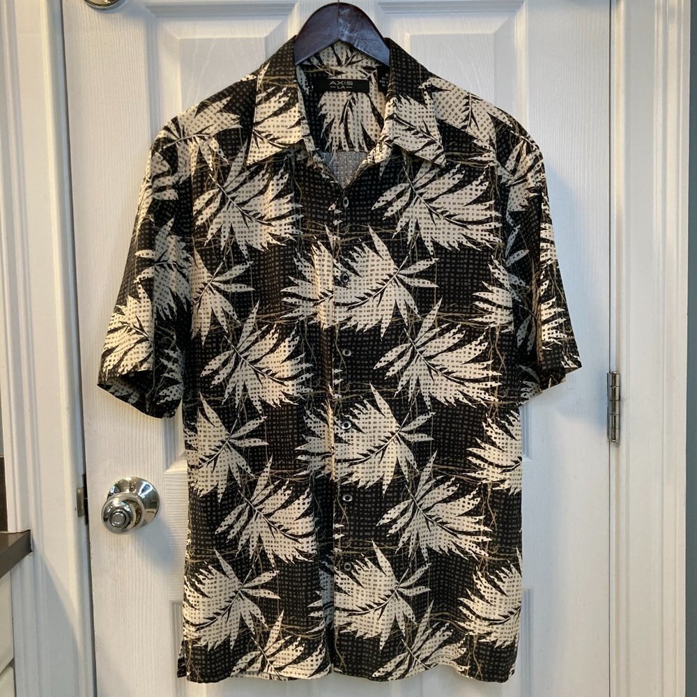 Axis LA Hawaiian 100% Silk Short Sleeve Button Down Shirt Size Medium